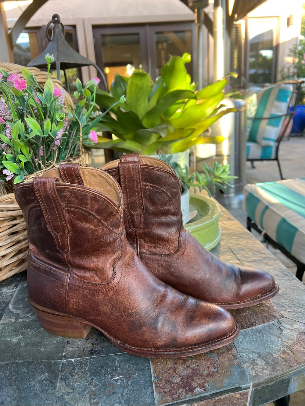 Tecovas Brown Leather Short Western Ankle Boots